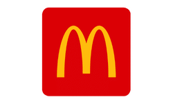 McDonald's logo prominently featured on a vibrant red background.